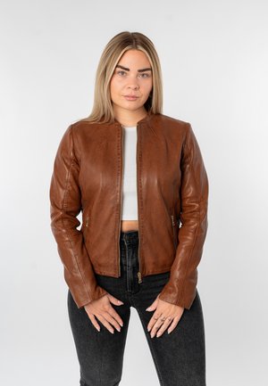 Veste en cuir - cognac