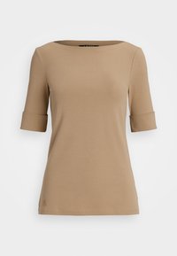 STRETCH COTTON BOATNECK TEE - T-shirt basic - birch tan
