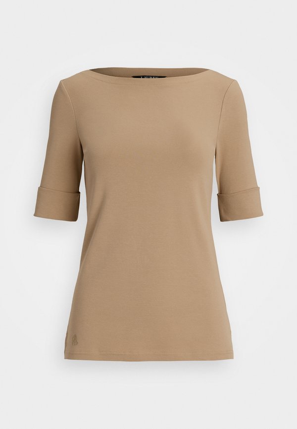 STRETCH COTTON BOATNECK TEE - Basic T-shirt - birch tan3