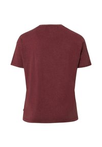Czerwony bawełniany T-shirt, krótki rękawek, okrągły dekolt, luźny krój, miękka tekstura, brak widocznych grafik lub wzorów z tyłu.