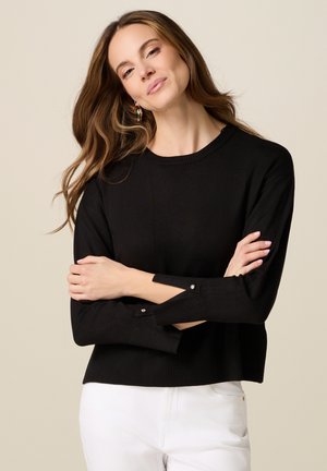 CON BOTTONI GIOIELLO - Maglione - nero