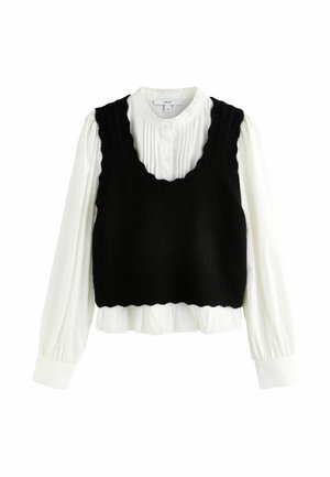 REGULAR FIT - RUFFLE NECK LAYER  - Camicia - monochrome