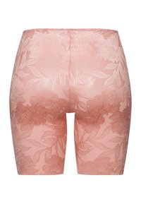 Rosablommiga leggings med ett slätt, stretchigt material och hög midja samt en subtil lyster. Designen visar detaljerade blommor och blad.