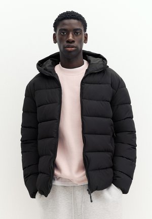 PULL&BEAR HOODED - PUFFER JACKET - Veste d'hiver - black