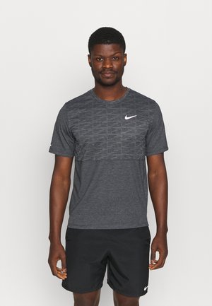 RUN MILER - T-shirt med print - black heather/silver