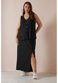 Yours Clothing CRINKLE PLISSE  - Blus - black