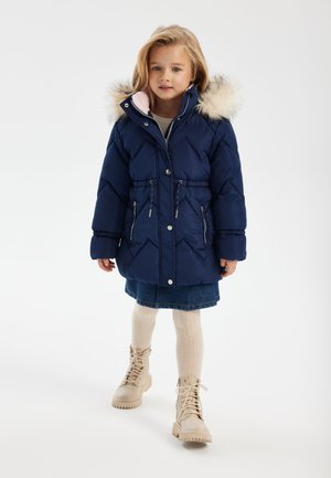 PADDED WITH FAUX FUR TRIM HOOD - Winter jacket - dark blue