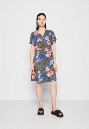 VILA VIMAYA WRAP SHORT DRESS - Φόρεμα ημέρας - federal blue/tropical