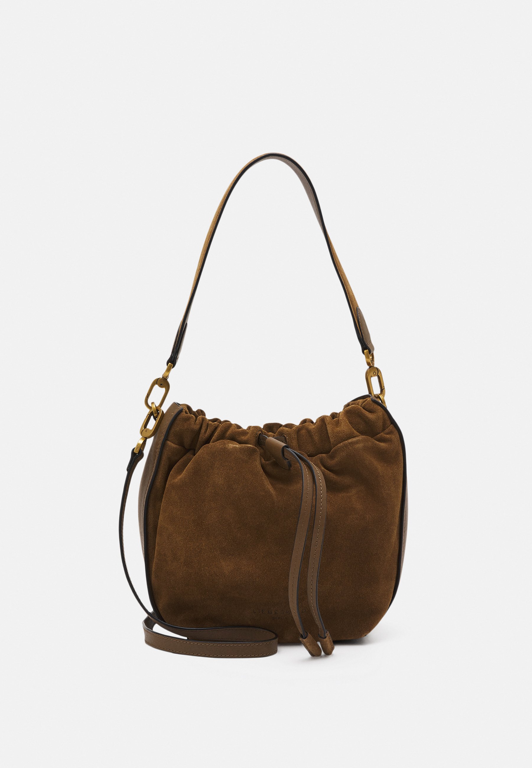 brown bucket bag
