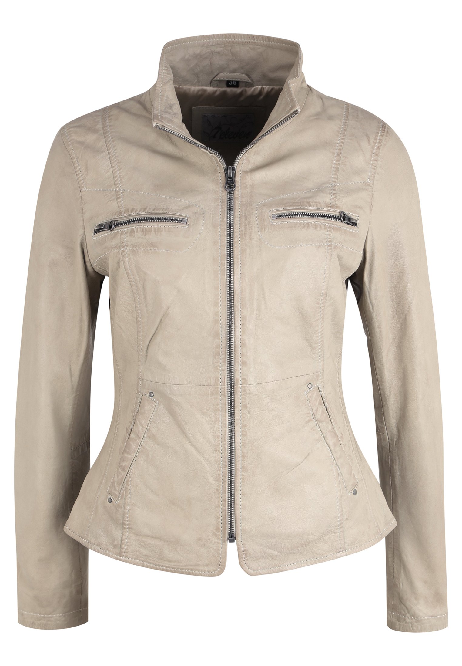 7eleven COSIMA - Leren jas - kitt/lichtgrijs - Zalando.nl