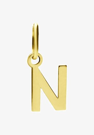 Pendentif breloque lettre initiale "N" en or, présentant un design moderne et élégant avec une texture lisse et une finition polie.