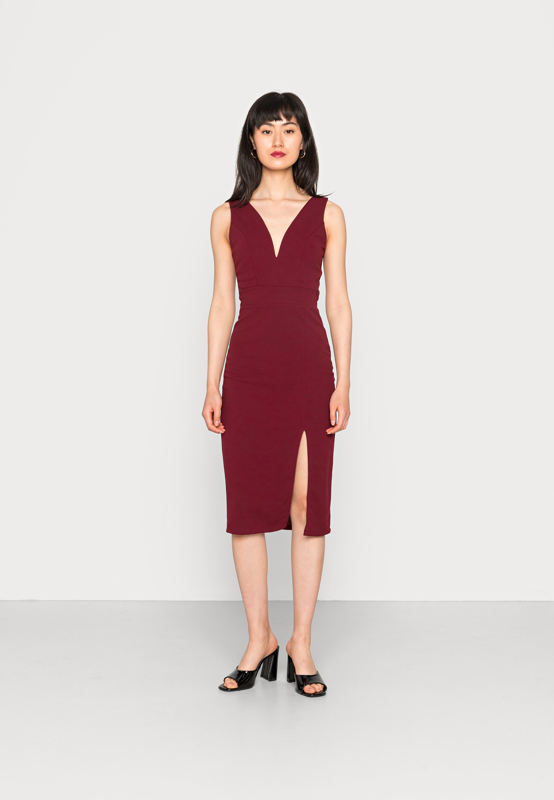 V NECK MIDI - Jersey dress - berry wine 