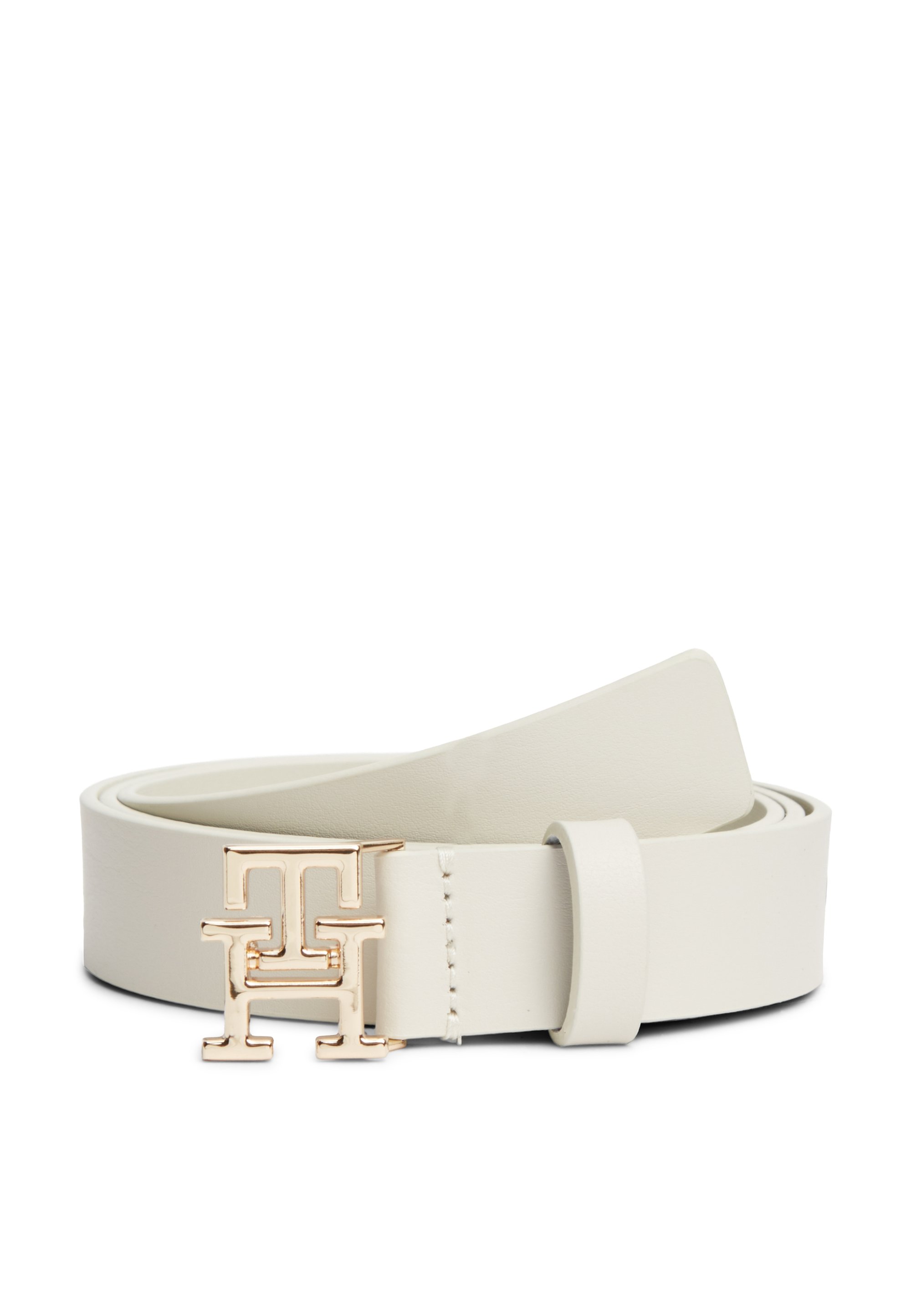 Tommy Hilfiger Cream Leather Belt with Geometric Buckle Modernist Off-White New Tommy Hilfiger White Ivory Leather Belt RN 129919 - Size  main image 3