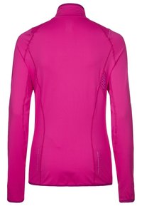 Rosa långärmad topp med hög krage, strukturerade nätpaneler och reflektorer längs sömmarna för ökad synlighet.