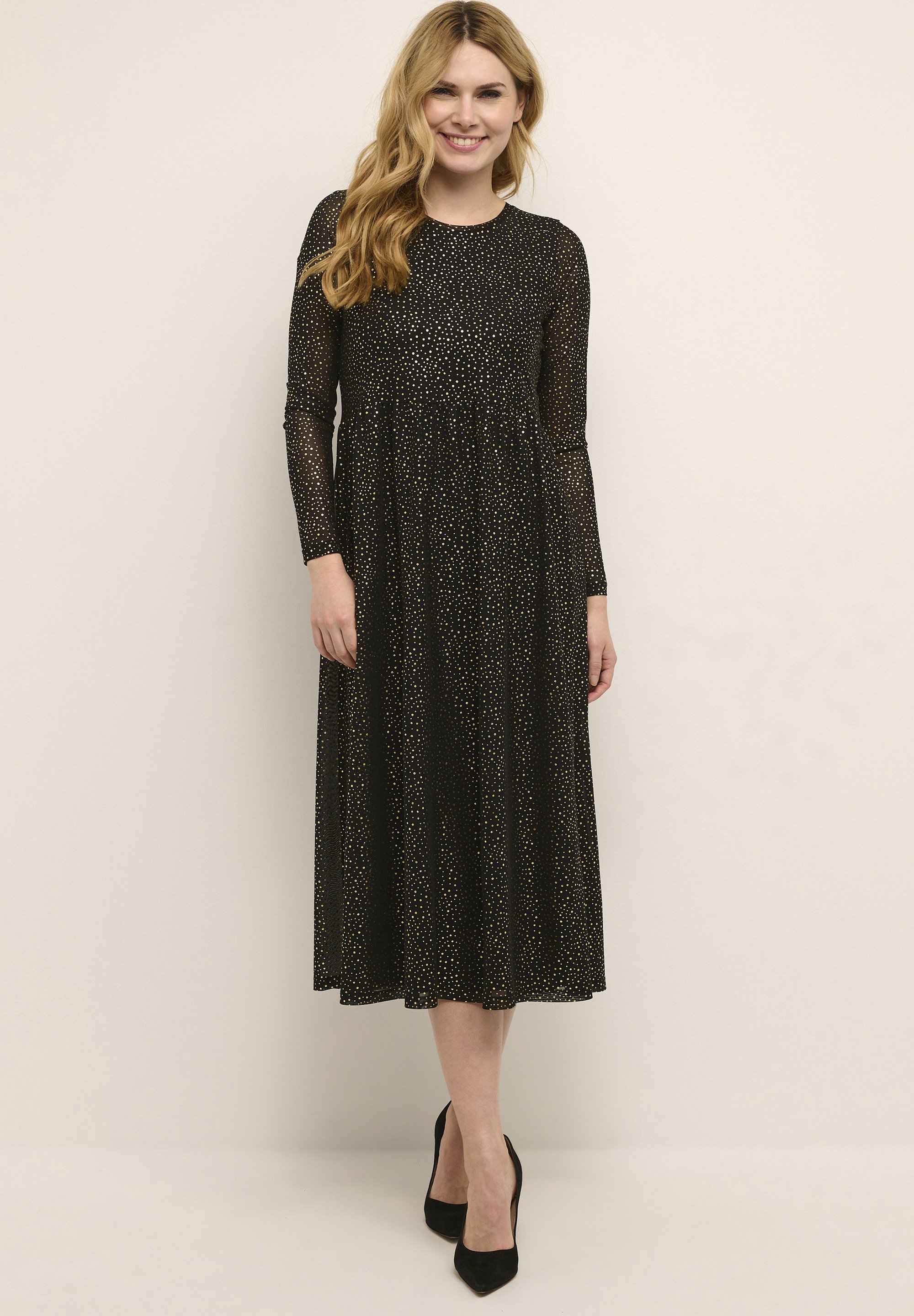 Culture CUMELIDA - Day dress - black gold dot/black - Zalando.ie