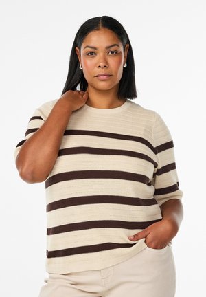 MIT STREIFEN UND KURZEN ÄRMELN - Jumper - birch stripe