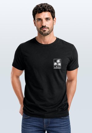 Neverless, HERREN T-SHIRT FRONTPRINT - LOGO DESIGN PALMEN - BAUMWOLLSHIRT - Print T-shirt - schwarz