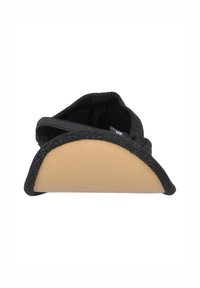 Sort slip-on sko med et tekstureret stofoverdel og en beige gummisål med et buet design. Accentueret med glitrende detaljer.