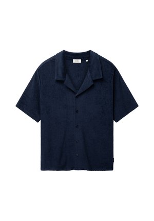 The Sunshine Brand, TED JACQUARD LEAVES - Vapaa-ajan kauluspaita - blue navy tropic leaves