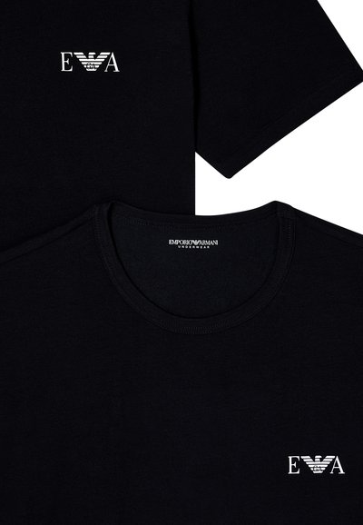 Czarny bawełniany T-shirt z krótkim rękawem, z białym logo "EVA" na piersi. Okrągły dekolt i miękka faktura.