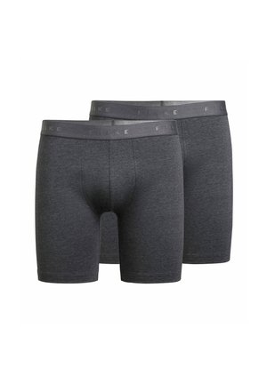 Gray cotton boxer briefs with a fitted design, featuring a smooth elastic waistband embossed with "FALKE." Available in a pack of two.