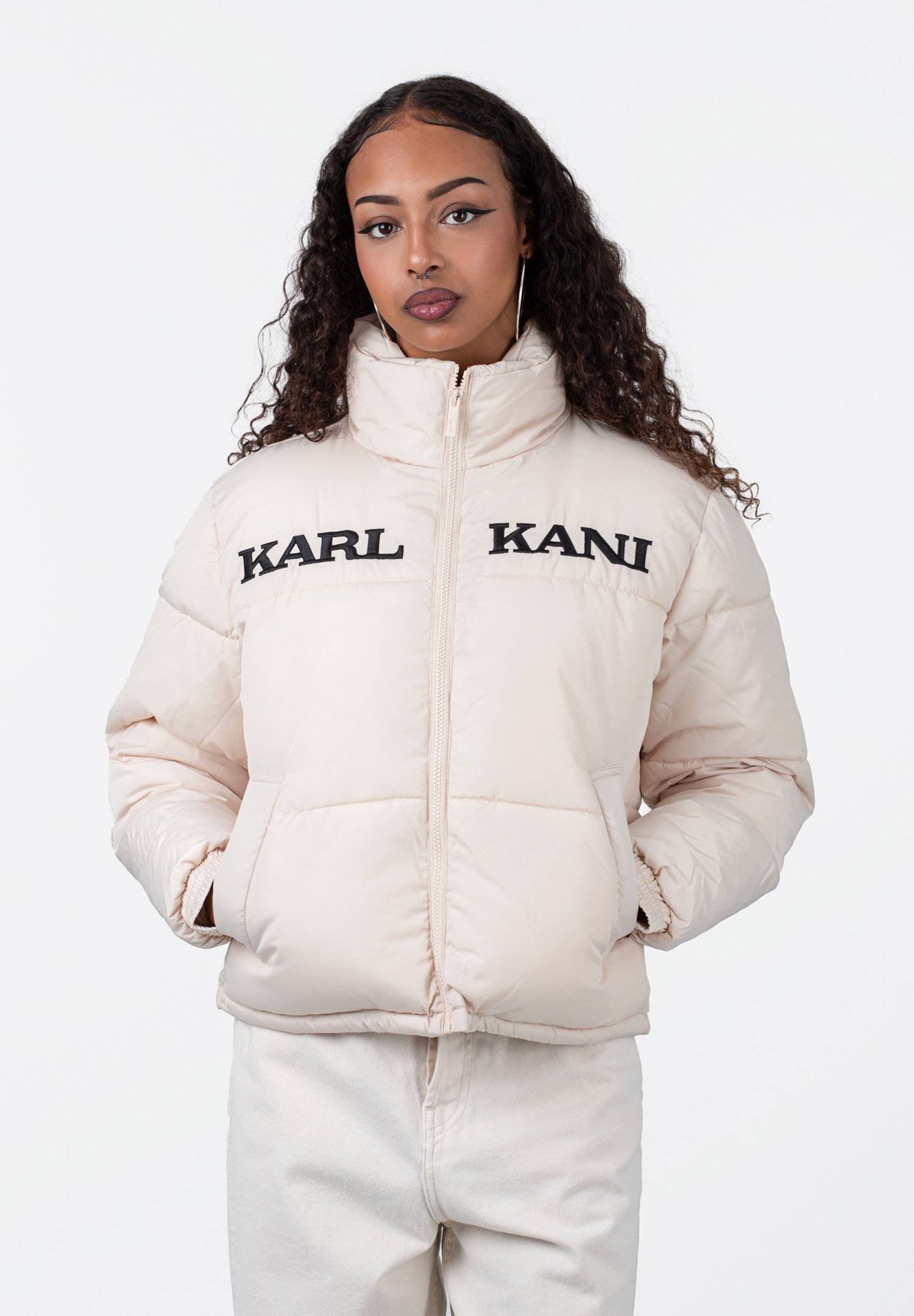 Karl Kani RETRO ESSENTIAL PUFFER - Winter jacket - cream/off-white  