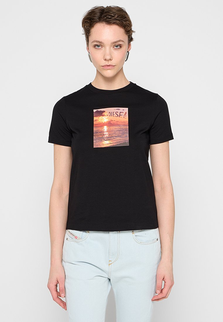 Diesel T-shirt print zwart