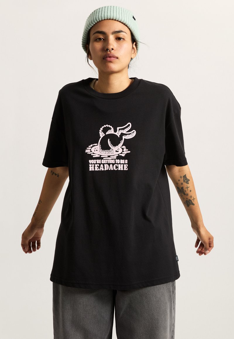 Maglietta Donna Top Van Blue – T-Shirt In Nero Con Stampa, Cotone Comodo