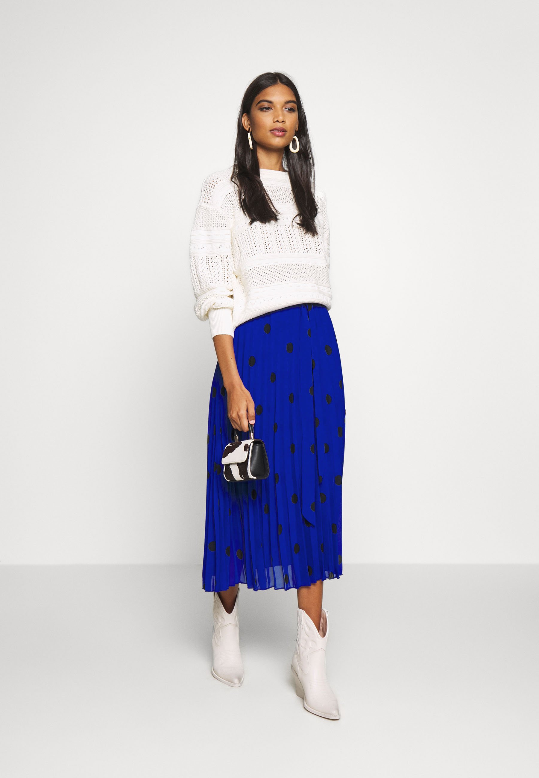 Dorothy Perkins SPOT PLEAT MIDI SKIRT A line skjørt blue Dorothy Perkins SPOT PLEAT MIDI SKIRT - A-line skjørt - blue