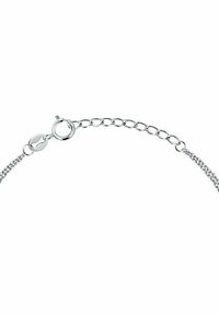 Bracciale in argento con chiusura a gancio e catena regolabile per personalizzare la lunghezza. Superficie liscia e finitura lucida.