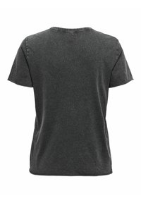 Camiseta de color gris oscuro con un clásico cuello redondo, mangas cortas y un ajuste ligeramente relajado. El material parece suave con una textura lisa.