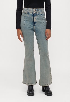ONLHUSH CORSAGE  - Flared jeans - dark blue denim overdyed