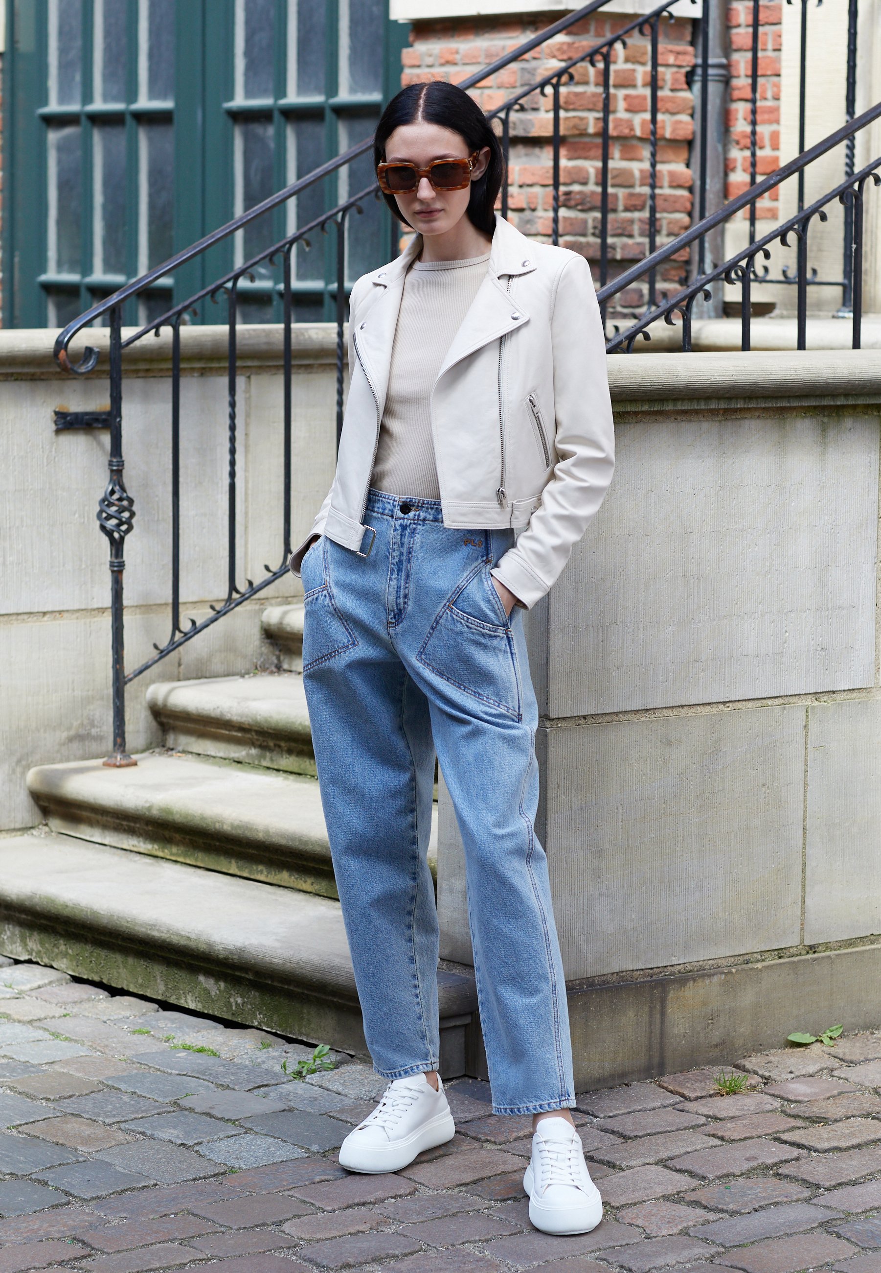 Iro KOLMAR - Leather jacket - ivory/off 