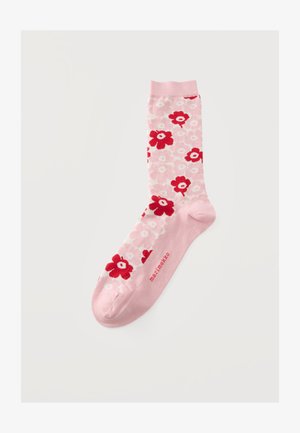 Marimekko, LINJAUS PIKKUINEN UNIKKO SOCKS UNISEX - Чорапи - light pink/off white/red