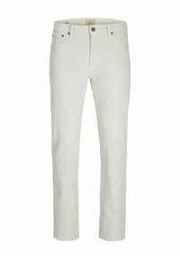 Pantaloni in denim bianco con design a gamba dritta, dotati di cinque tasche e chiusura anteriore con bottone. Realizzati in robusto tessuto di cotone.