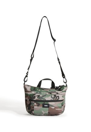 Crossbody-taske fra Vans med camouflage-mønster, lynlåslomme foran, sort justerbar skulderrem og lille topgreb.