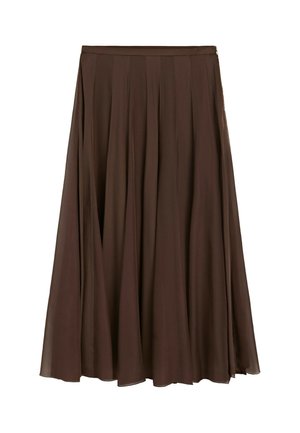 Massimo Dutti, FLOWING FLARED MIDI SKIRT - A-Linien-Rock - dark brown