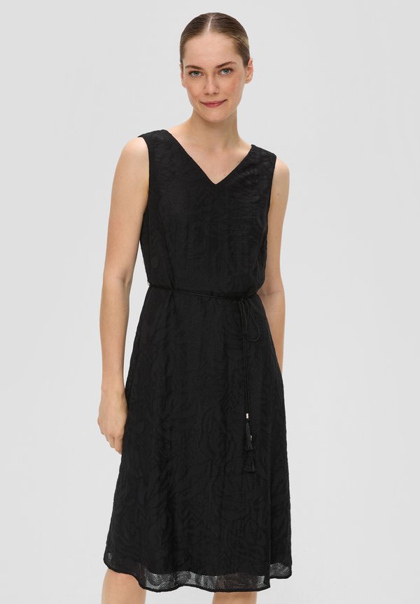 MIT KORDELZUG UND VERDECKTEM REISSVERSCHLUSS - Freizeitkleid - schwarz