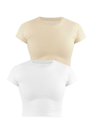 2 PACK  - T-Shirt basic - beige weiß
