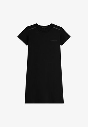 Robe T-shirt noire à manches courtes avec col rond et logo discret "FREDDY" sur la poitrine ainsi que des accents sur les épaules.