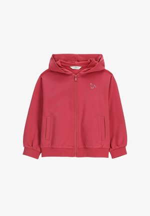 Czerwona bluza z kapturem zapinana na zamek błyskawiczny, z dwoma przednimi kieszeniami, ściągaczami na mankietach i u dołu, kapturem oraz małym, białym haftowanym logiem konia na piersi.