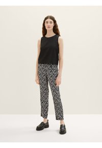 TOM TAILOR CROPPED - Broek - black small abstract design