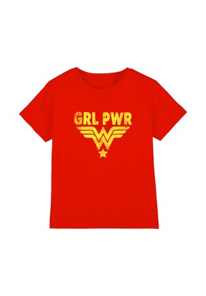 Cotton Soul, WONDER WOMAN GIRL POWER YELLOW UNISEX - Print T-shirt - red