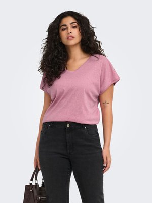 ONLY Carmakoma, CARSILVERY - T-Shirt basic - bonbon