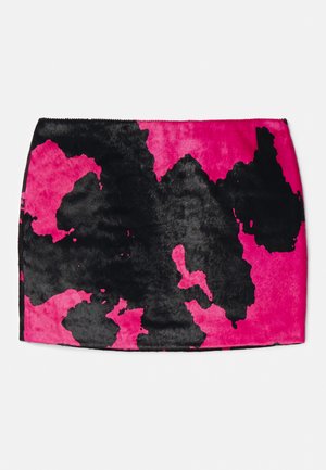 PRINTED SKIRT WITH CHUNKY METAL ZIP - Minisukňa - black/pink