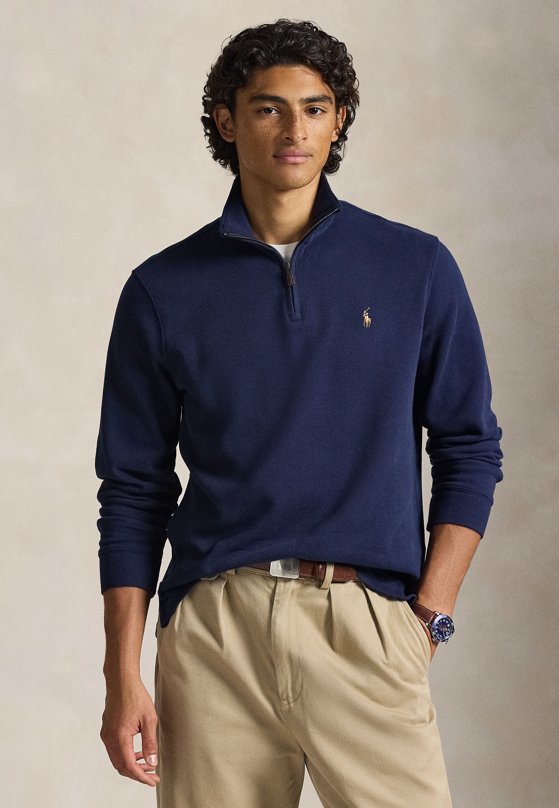 Polo Ralph Lauren 長袖、ペイントセットアップ Polo Ralph Lauren icon logo double knit jersey quarter zip