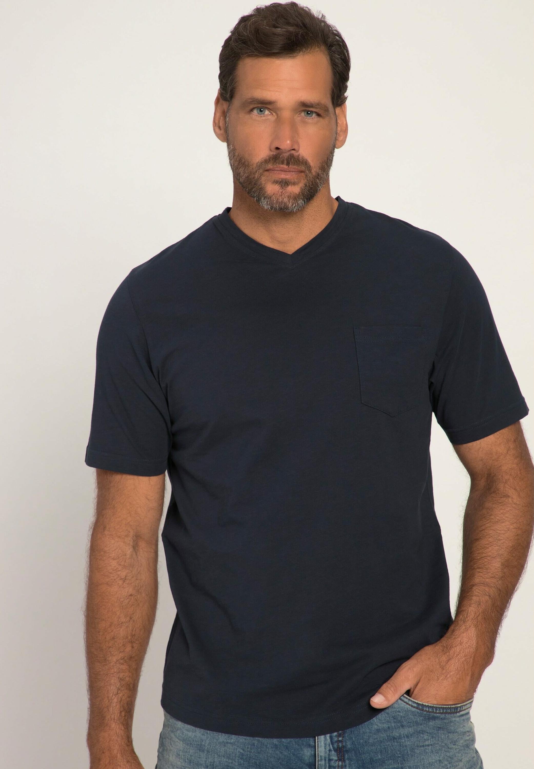 JP 1880 Camisetas, Básicas, Pack De 2, Cuello En V, Manga Al Codo Azul Acero XL 711318743-XL