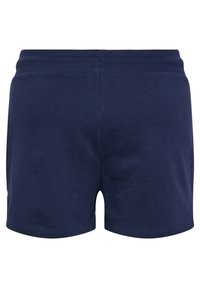 Pánské námořnické modré bavlněné šortky, žebrovaný pas, měkká textura, rovný střih a minimalistický design. Žádné viditelné kapsy nebo akcenty.