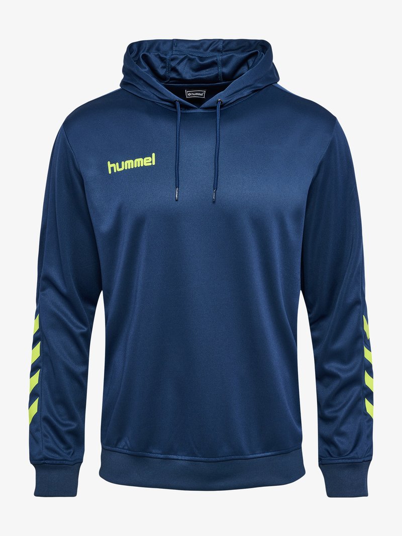 Hummel HMLPROMO POLY HOODIE - Hoodie - dark denim/lime punch