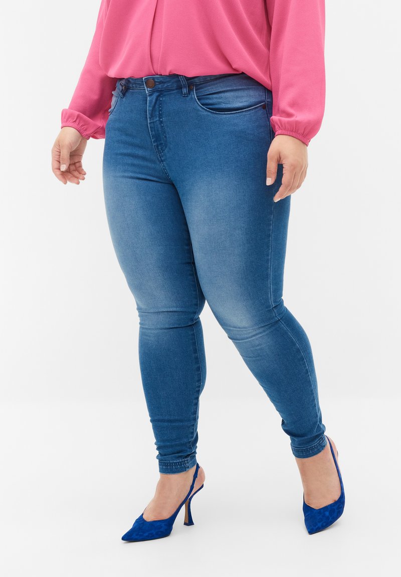 Zizzi Amy Skinny Jeans da donna, taglie grandi, a vita alta, super slim